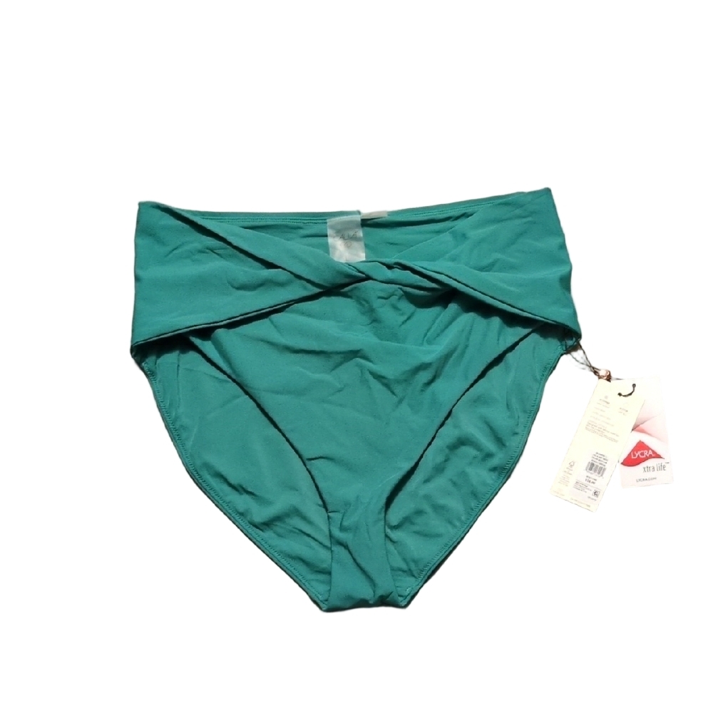 Calia Jungle Green Hi Rise Twist Front Swim Bottoms Size Large - Picture 1 of 5